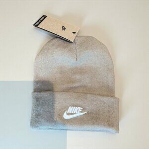 Nike Peak Futura Beanie Khaki / White Logo Unisex Knit Hat, NWT